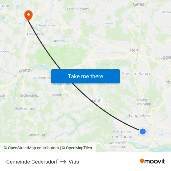 Gemeinde Gedersdorf to Vitis map