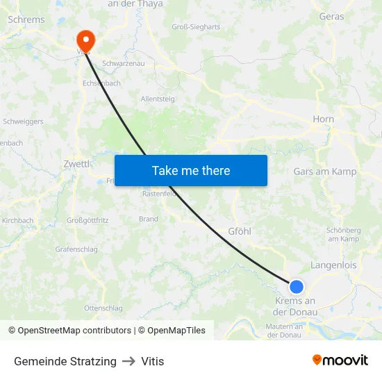 Gemeinde Stratzing to Vitis map