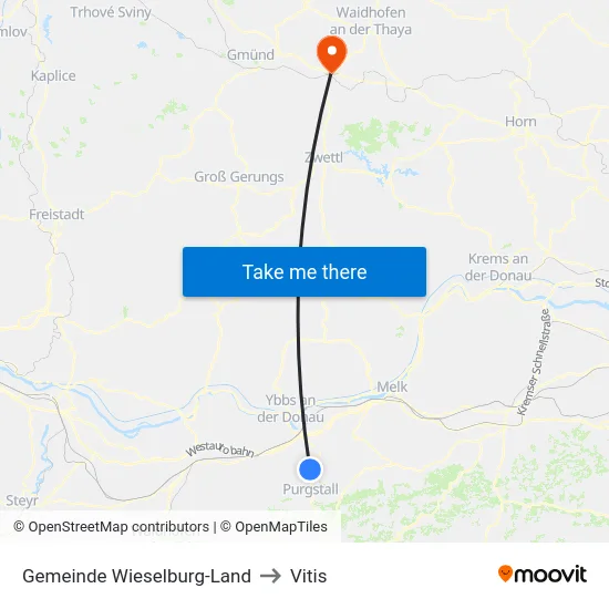 Gemeinde Wieselburg-Land to Vitis map