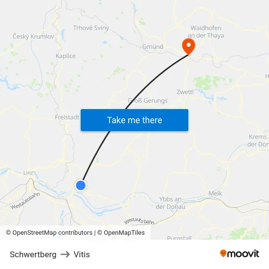 Schwertberg to Vitis map