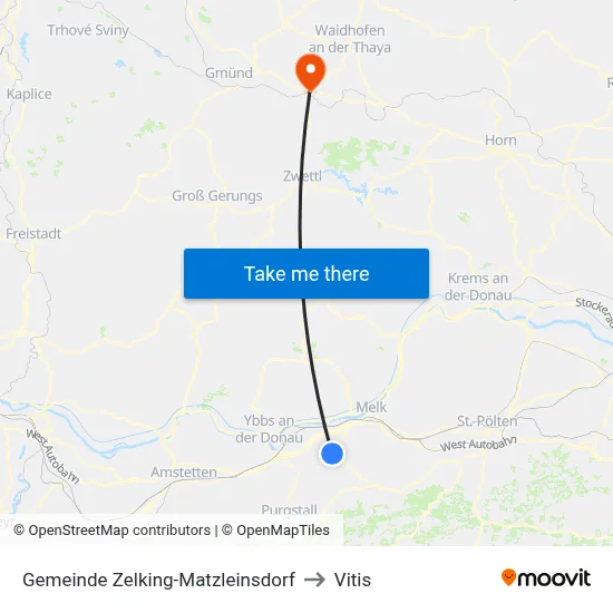 Gemeinde Zelking-Matzleinsdorf to Vitis map