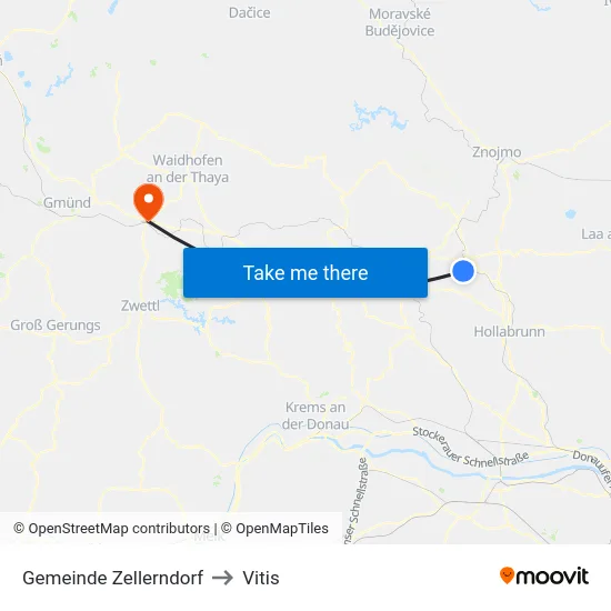 Gemeinde Zellerndorf to Vitis map
