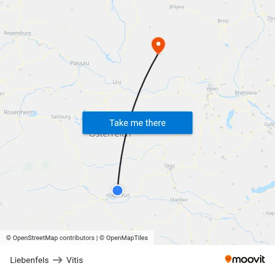 Liebenfels to Vitis map