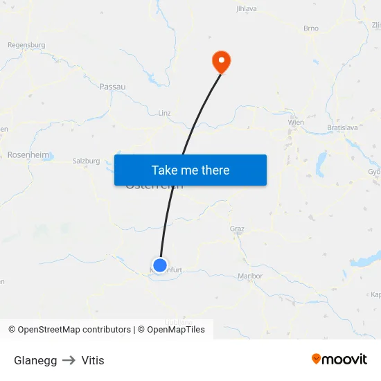 Glanegg to Vitis map