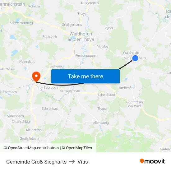 Gemeinde Groß-Siegharts to Vitis map