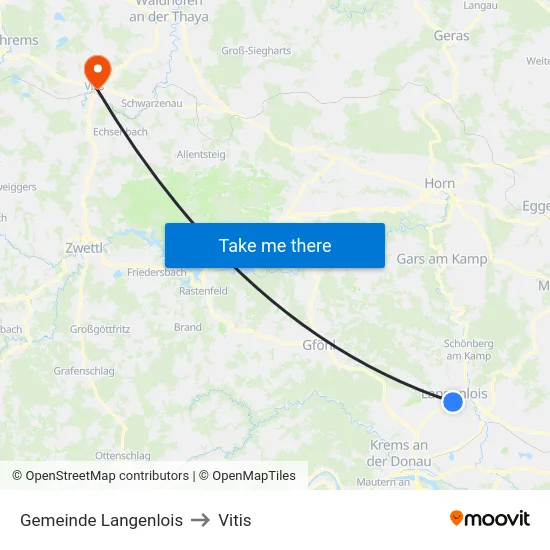 Gemeinde Langenlois to Vitis map
