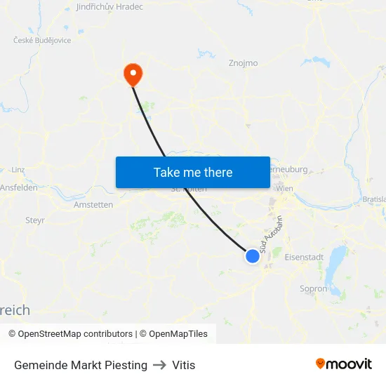 Gemeinde Markt Piesting to Vitis map