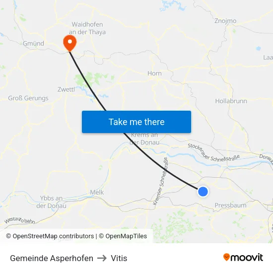 Gemeinde Asperhofen to Vitis map