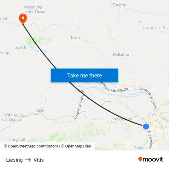 Liesing to Vitis map