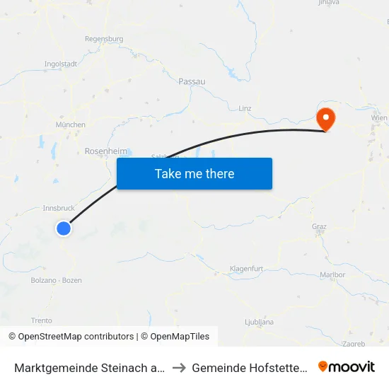 Marktgemeinde Steinach am Brenner to Gemeinde Hofstetten-Grünau map