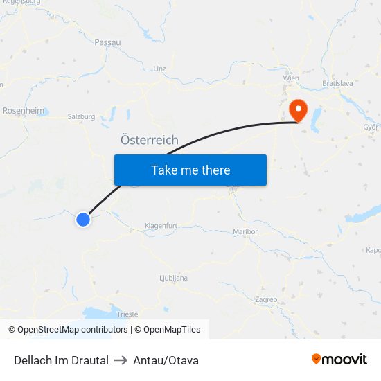 Dellach Im Drautal to Antau/Otava map
