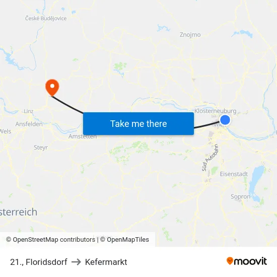 21., Floridsdorf to Kefermarkt map
