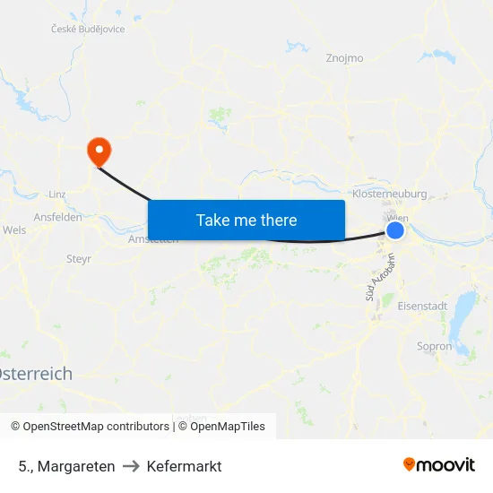 5., Margareten to Kefermarkt map