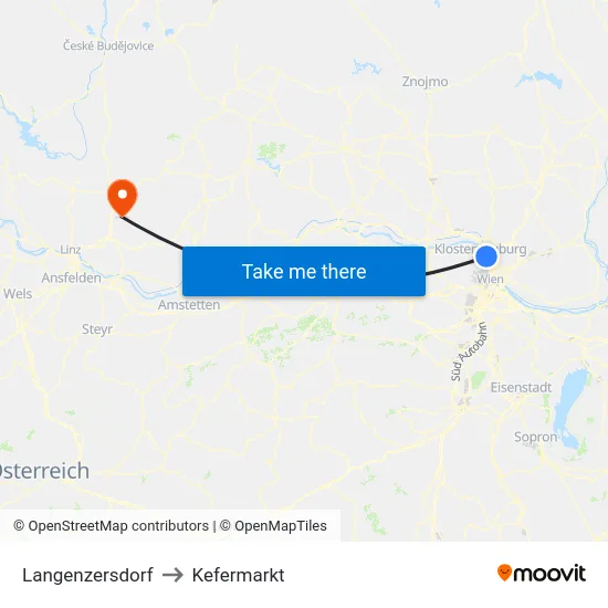 Langenzersdorf to Kefermarkt map