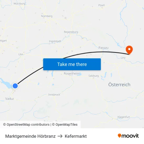 Marktgemeinde Hörbranz to Kefermarkt map