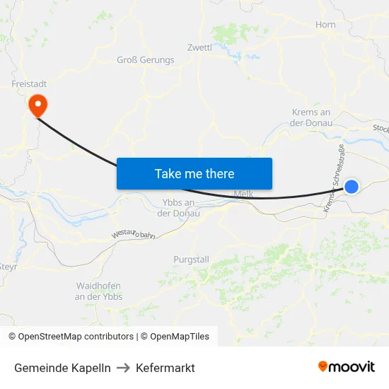 Gemeinde Kapelln to Kefermarkt map