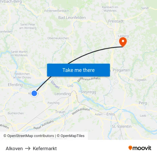 Alkoven to Kefermarkt map