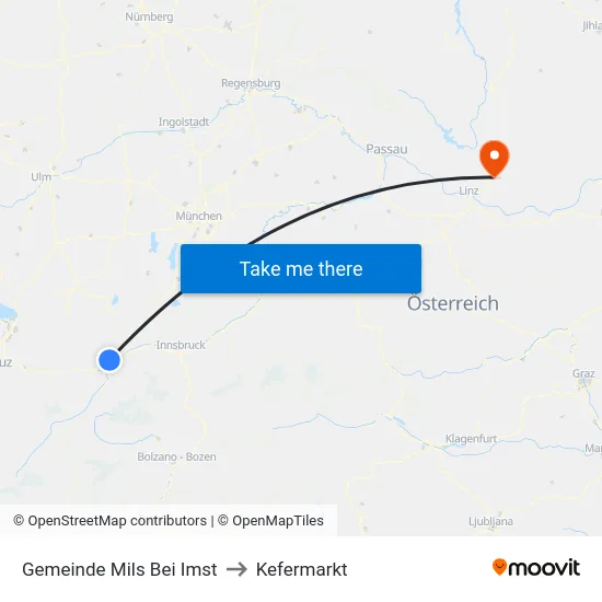 Gemeinde Mils Bei Imst to Kefermarkt map
