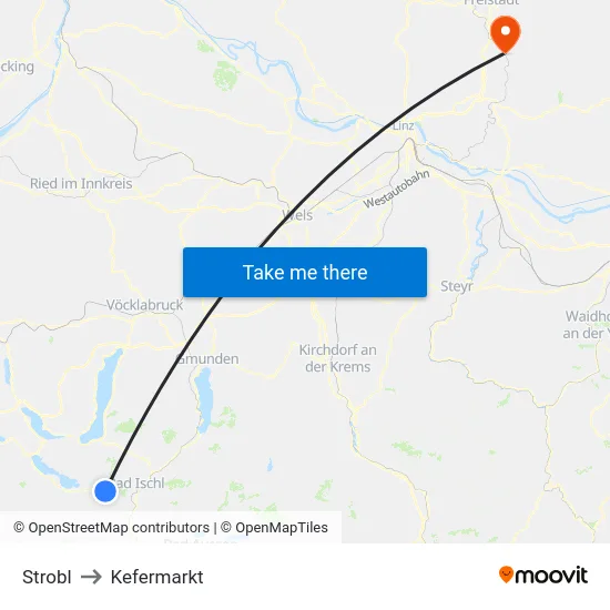 Strobl to Kefermarkt map