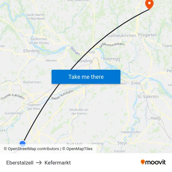 Eberstalzell to Kefermarkt map