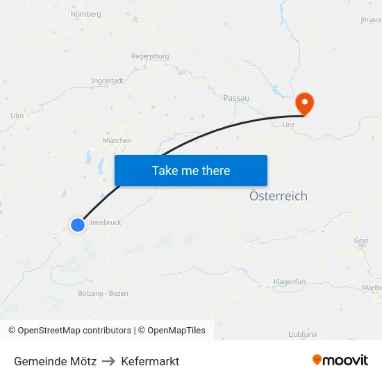 Gemeinde Mötz to Kefermarkt map