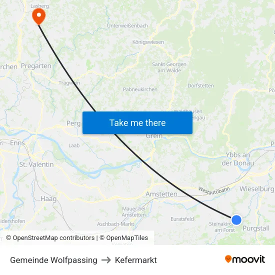 Gemeinde Wolfpassing to Kefermarkt map