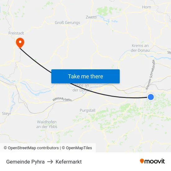 Gemeinde Pyhra to Kefermarkt map