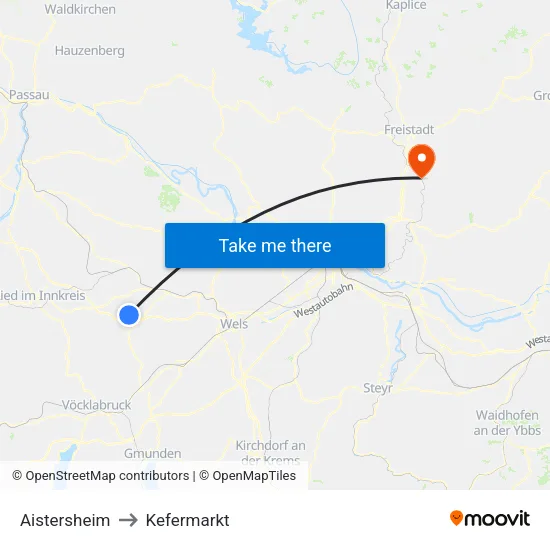 Aistersheim to Kefermarkt map