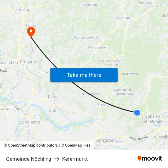 Gemeinde Nöchling to Kefermarkt map