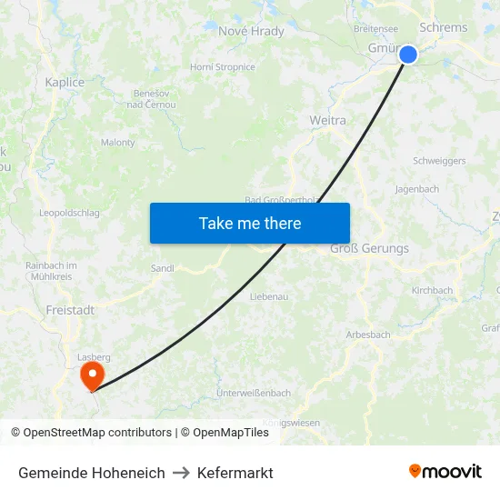 Gemeinde Hoheneich to Kefermarkt map
