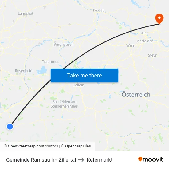 Gemeinde Ramsau Im Zillertal to Kefermarkt map