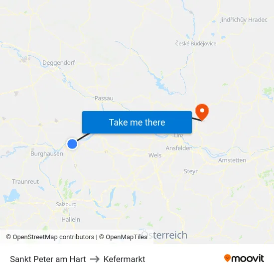 Sankt Peter am Hart to Kefermarkt map