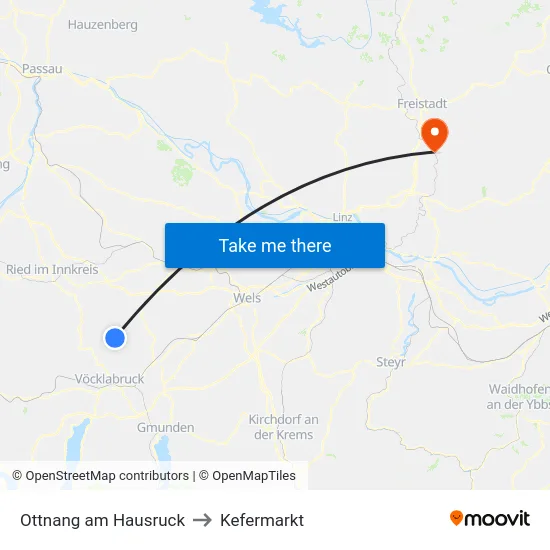 Ottnang am Hausruck to Kefermarkt map