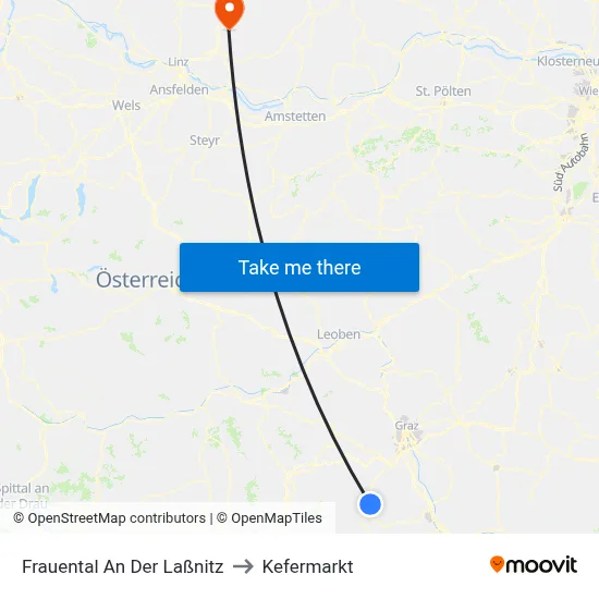 Frauental An Der Laßnitz to Kefermarkt map