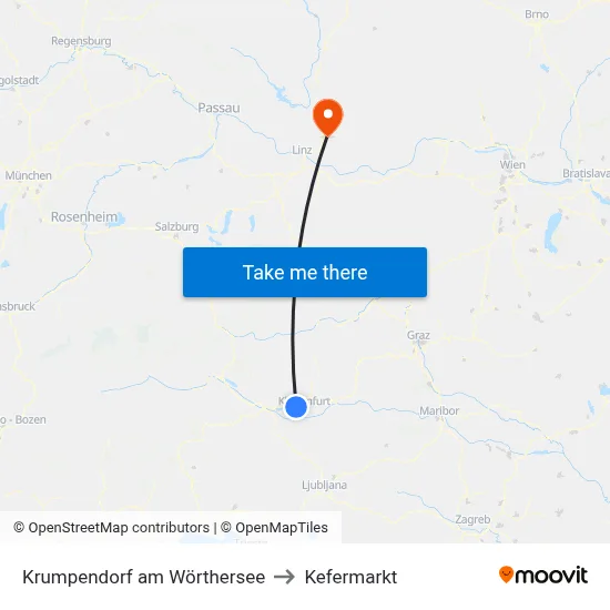 Krumpendorf am Wörthersee to Kefermarkt map
