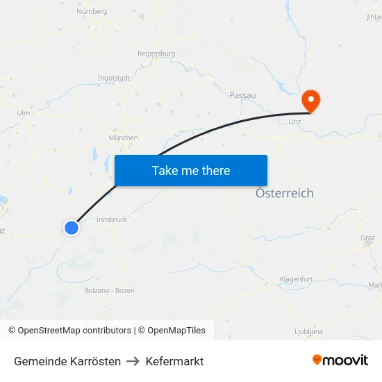 Gemeinde Karrösten to Kefermarkt map
