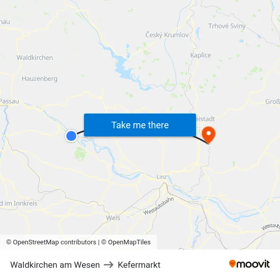 Waldkirchen am Wesen to Kefermarkt map