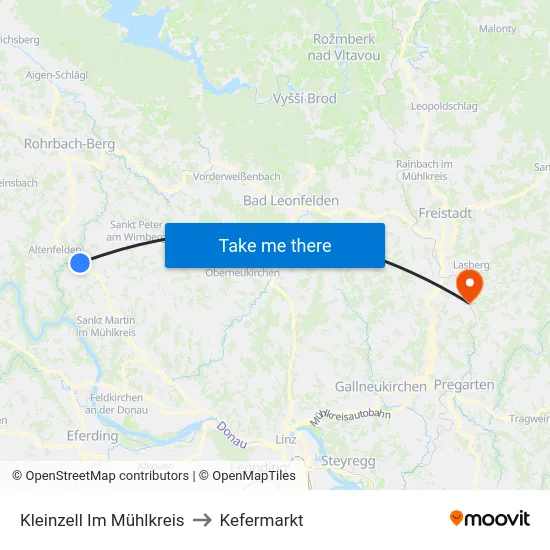 Kleinzell Im Mühlkreis to Kefermarkt map