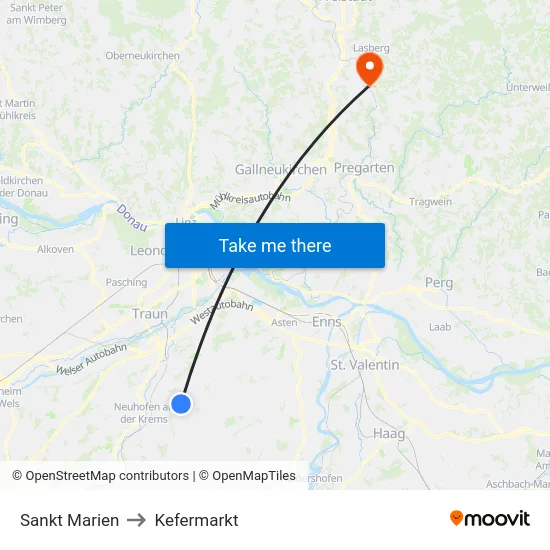 Sankt Marien to Kefermarkt map