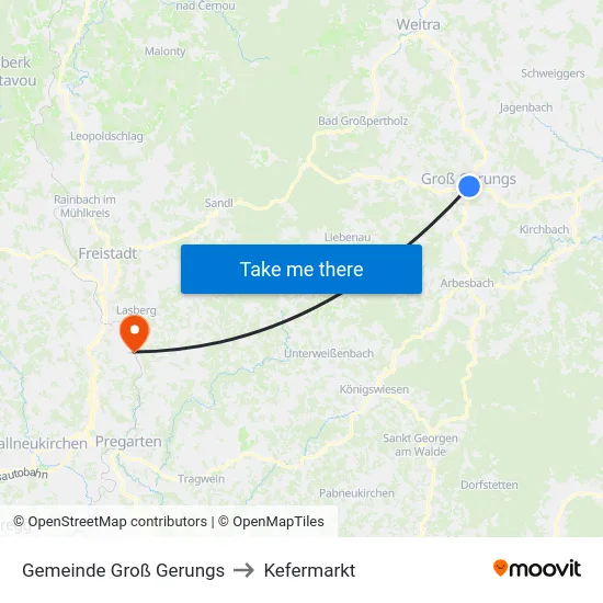 Gemeinde Groß Gerungs to Kefermarkt map