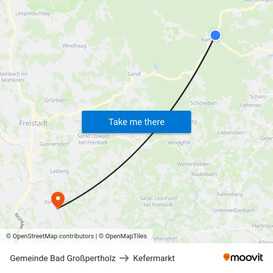 Gemeinde Bad Großpertholz to Kefermarkt map