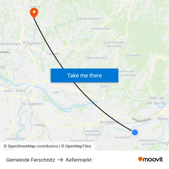 Gemeinde Ferschnitz to Kefermarkt map