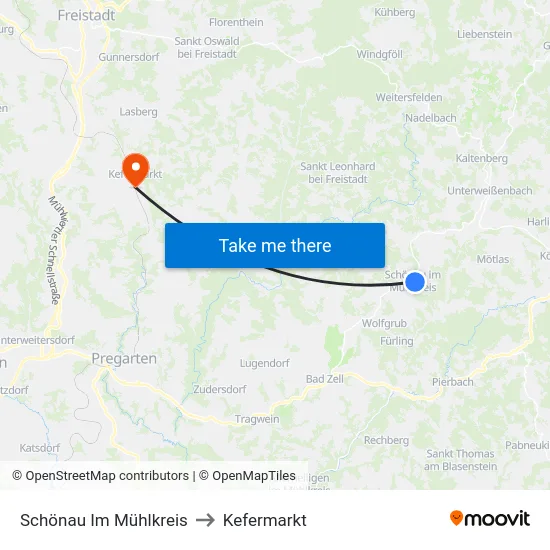 Schönau Im Mühlkreis to Kefermarkt map