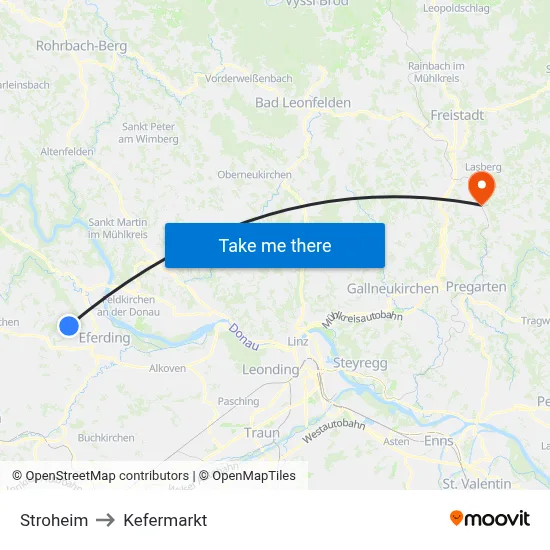 Stroheim to Kefermarkt map