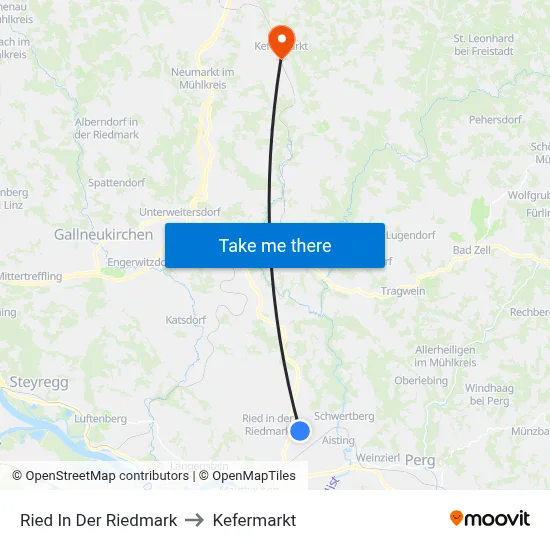 Ried In Der Riedmark to Kefermarkt map
