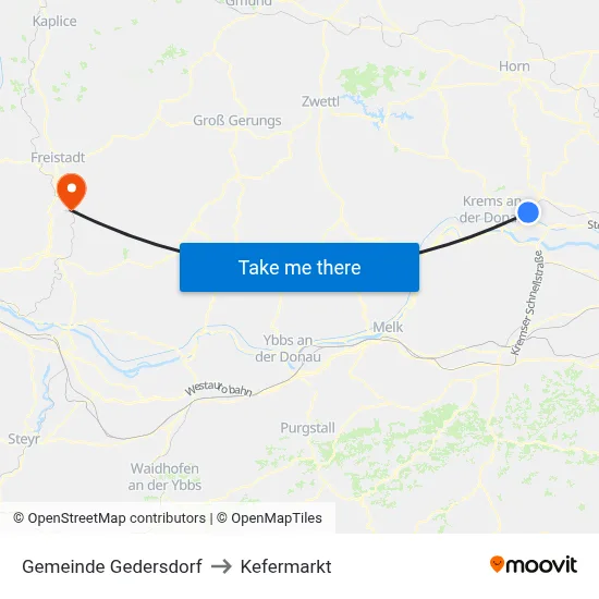 Gemeinde Gedersdorf to Kefermarkt map