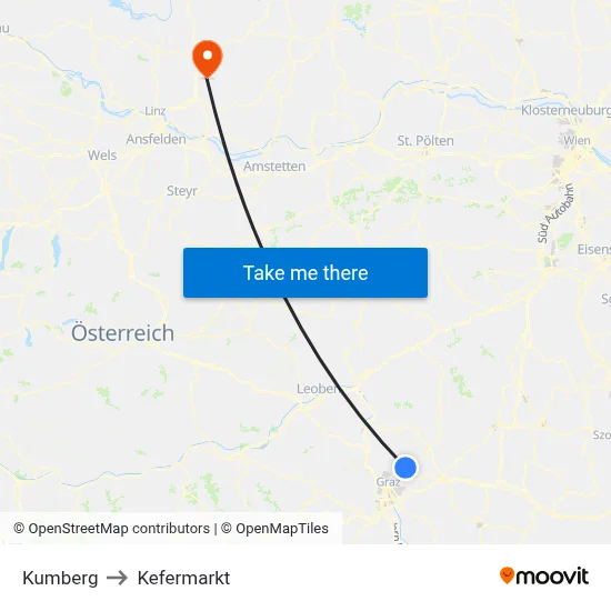 Kumberg to Kefermarkt map