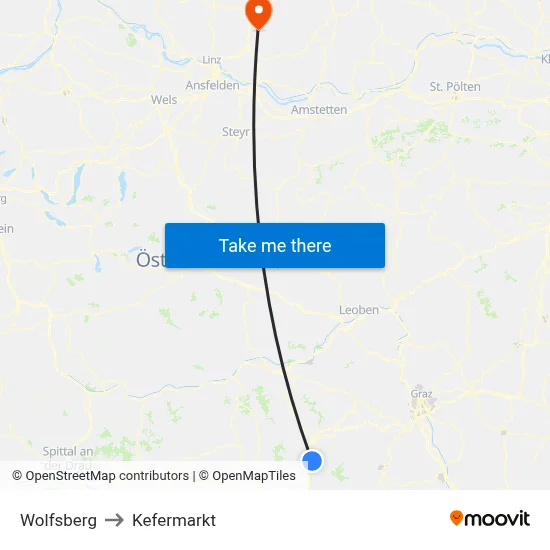 Wolfsberg to Kefermarkt map
