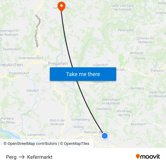 Perg to Kefermarkt map