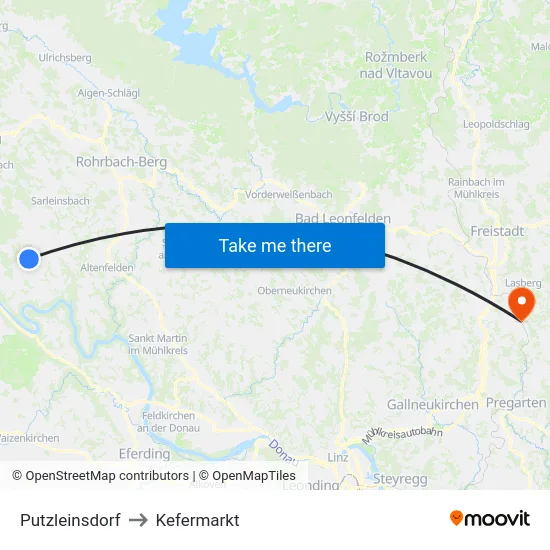 Putzleinsdorf to Kefermarkt map
